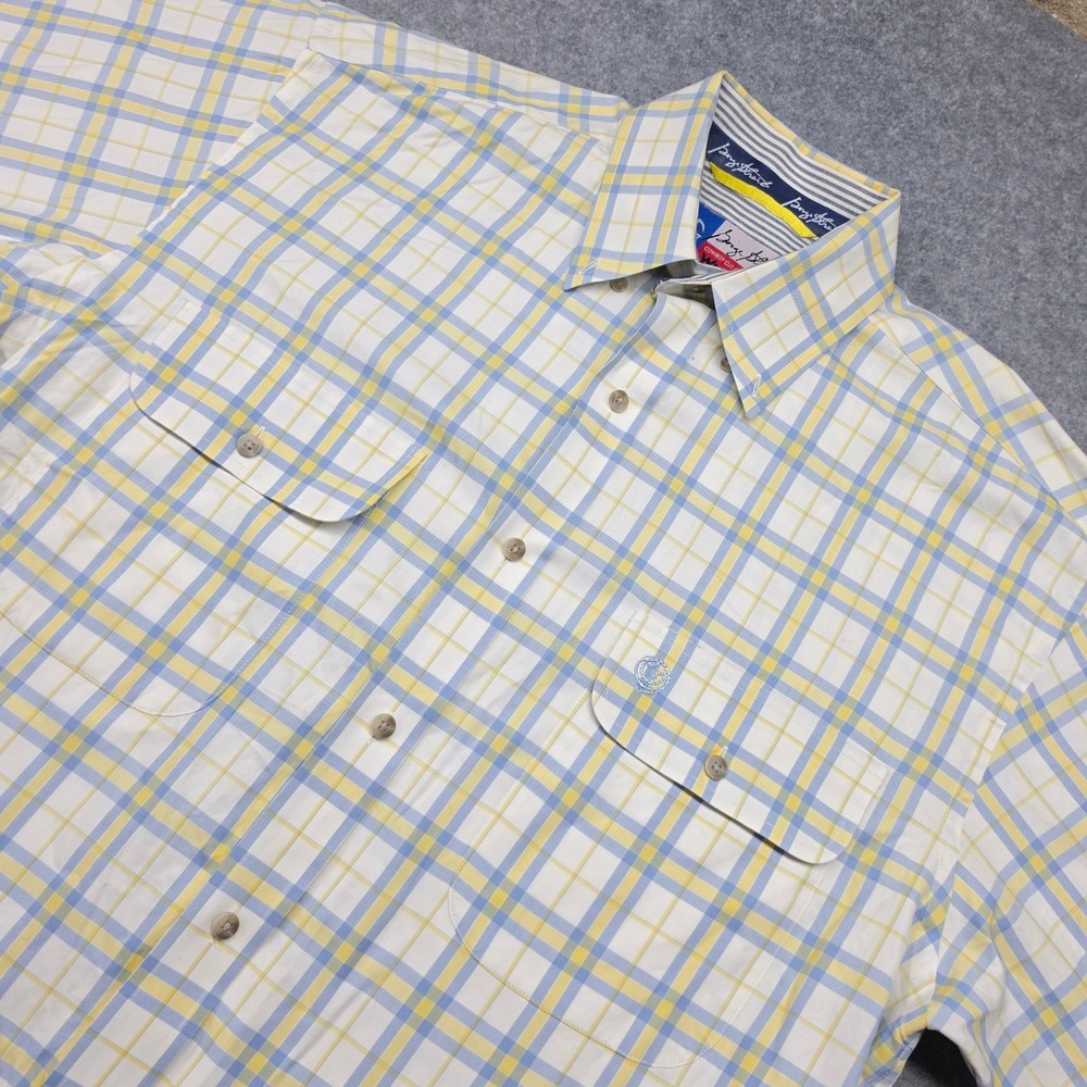 Wrangler George Strait Cowboy Cut Plaid Shirt Mens Yellow Blue Button Down XL